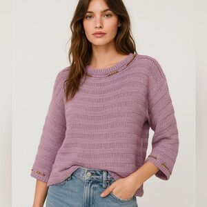Vintage Purple Knitted Sweater with Beads